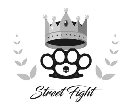 Gangsta street fight elements brass knuckle skull crown illustration vectorのイラスト素材