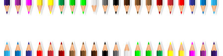 Pencils of different colors on a white background. Vector illustration.のイラスト素材