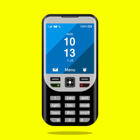 Mobile phone with NFC technology. Vector illustration in flat design style.のイラスト素材
