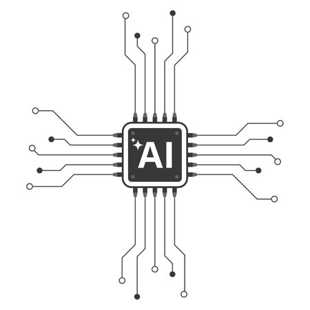Artificial intelligence. Computer chip with microchip. Vector illustration.のイラスト素材