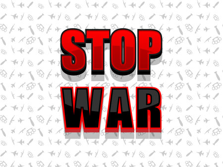 Stop war vector illustration. Stop war banner. Stop war text.のイラスト素材