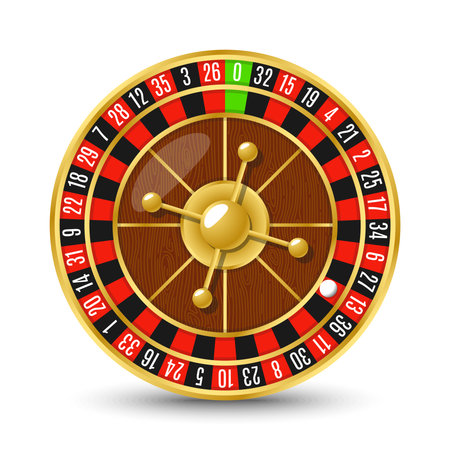 Casino roulette wheel. Vector illustration isolated on white background.のイラスト素材