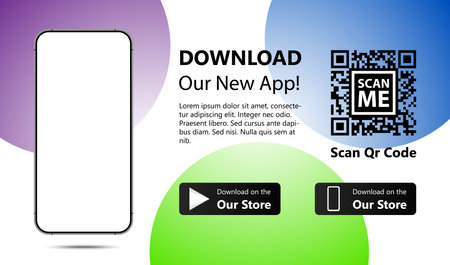 Qr code on smartphone screen. Mobile phone mockup. Vector illustrationのイラスト素材