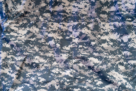 Camouflage pattern background. Close-up of camouflage fabric.の写真素材