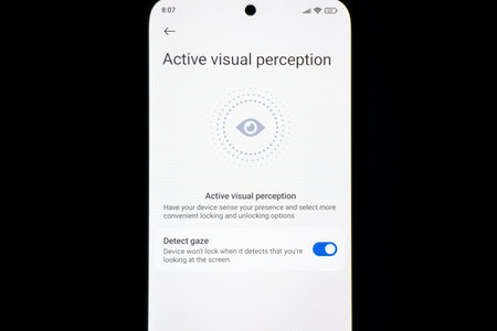 Arad,Arad Romania - November 18 2025: Active visual perception setting in smartphoneのeditorial素材