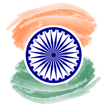 Flag of India on watercolor background. Hand drawn vector illustration.のイラスト素材