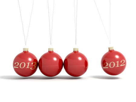 Christmas balls new year s eve pendulum 2013 with motion blur の写真素材