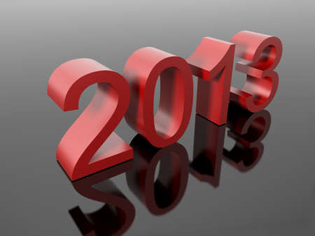 New year 2013 in numbers on a reflective black surfaceの写真素材