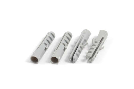 Plastic wall anchors with wings 6 on a white backgroundの写真素材