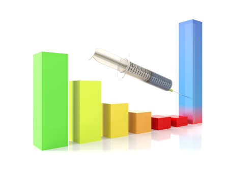 Growth bars graph injection on a white isolated backgroundの写真素材