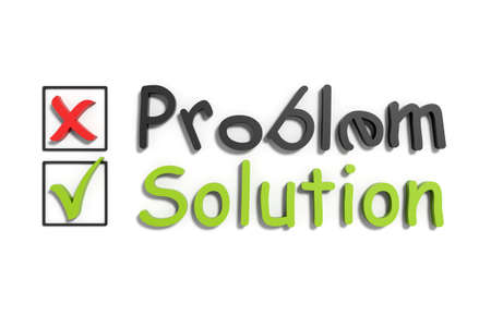 Tick and cross problem and solution on a white isolated background