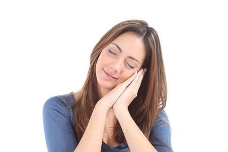 Romantic dreamer woman on a white isolated background                の写真素材