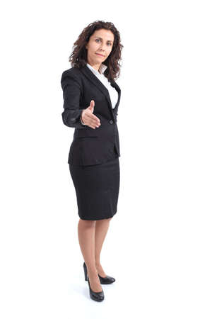 Beautiful mature businesswoman ready to handshake on a white isolated の写真素材