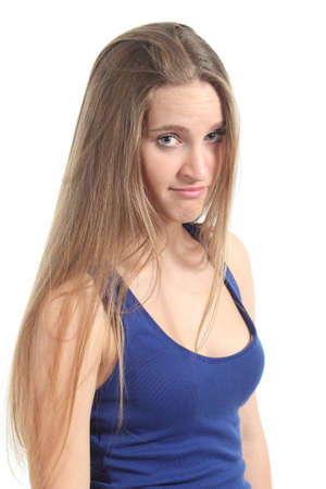 Portrait of a beautiful girl frustrated isolated on a white background               の写真素材