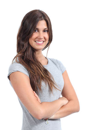 Attractive woman posing isolated on a white backgroundの写真素材