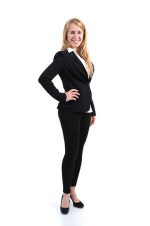 Full body portrait of a businesswoman isolated on a white background             の写真素材
