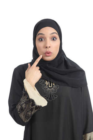 Arab saudi emirates woman gesturing oops isolated on a white backgroundの写真素材