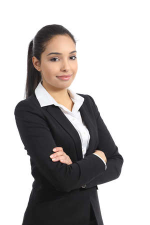 Confident happy business woman posing isolated on a white background               の写真素材