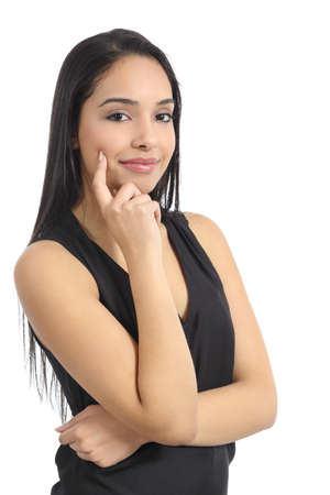 Confident happy arab woman model smiling isolated on a white background              の写真素材