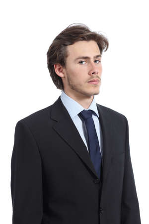 Portrait of a serious young executive isolated on a white の写真素材