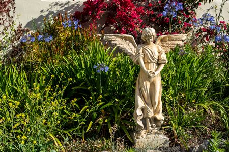 Angel statue at Carmel by the sea Mision, california, highway 1の写真素材