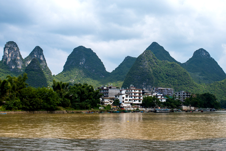 li river cruise from Guilin to Yangshuo, china, Asiaの写真素材