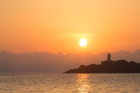 Light house in Alcanada on the Iceland majorca in the sunriseの写真素材