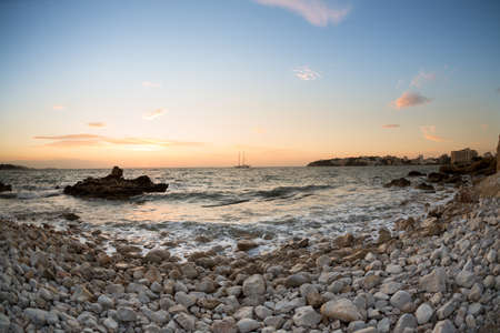 sunset in the south of Majorca by Palmanova taken with fish eyeの写真素材