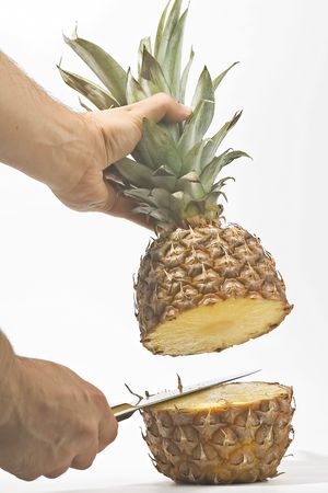 delicious fresh pineapple natural isolated on a white backgroundの写真素材