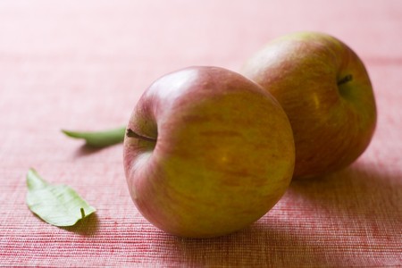 group of delicious fresh red apples of seasonal harvestの写真素材