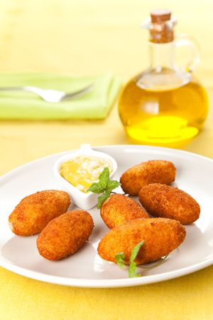 ham and cheese croquettes typical Spanish cuisineの写真素材
