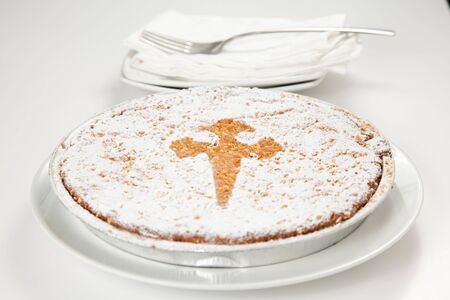tasty almond cake from santiago of compostela spainの写真素材