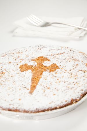 tasty almond cake from santiago of compostela spainの写真素材