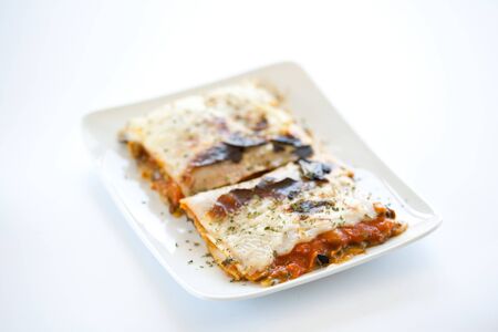 tasty plate of vegetal lasagna italian cultureの写真素材