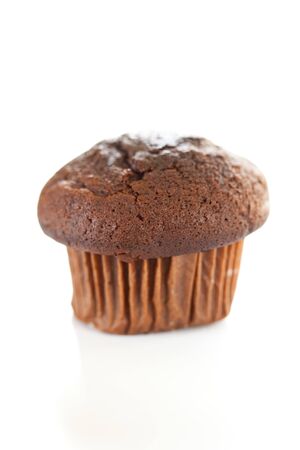 homemade tasty chocolate muffin with choco chipsの写真素材