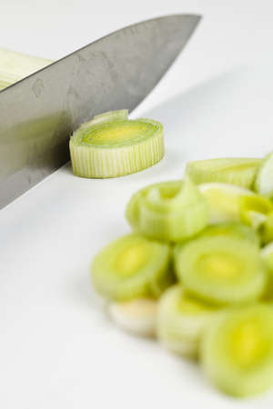 bunch of fresh leeks isolated