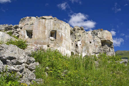 Ruins of second world war fortification in Trentino, Italy の写真素材