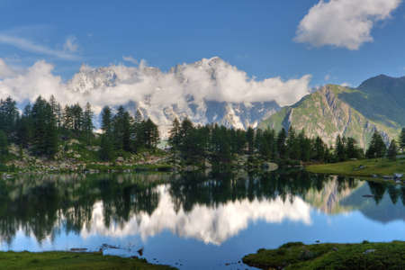 Arpy lake near La Thuile, Aosta valley, Italyの写真素材