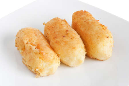 potato croquettes isolated on white  の写真素材