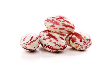 group of borlotti beans over white background