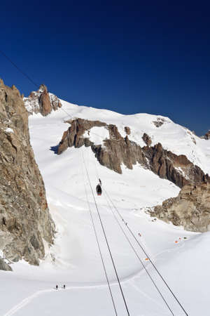 Aiguille du Midi peak and Mer di Glace glacier, Mont Blancの写真素材