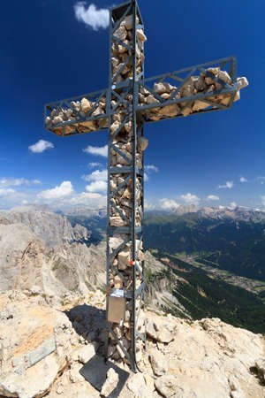 cross on Roda di Vael mount, Trentino, Italyの写真素材