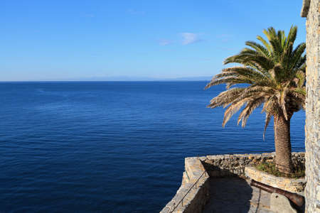 view of Ligurian sea from the old castle in Camogli, Italyの写真素材