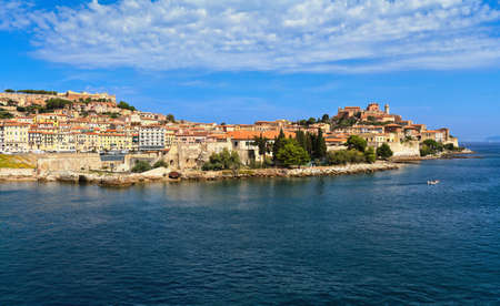 Portoferraio from the sea, Elaba island, Tuscany, Italyの写真素材