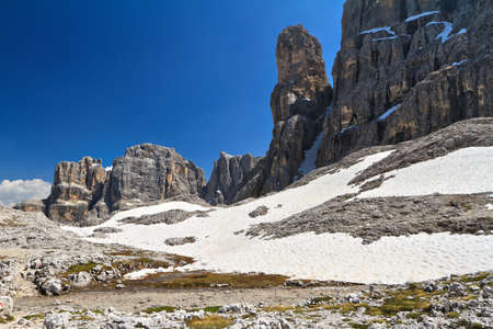 summer landscape in Sella mountain, Alto Adige, Italyの写真素材