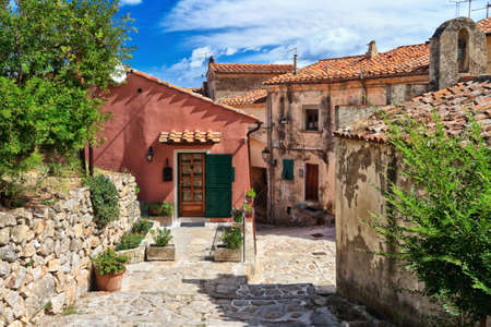 urban view in Marciana, ancient village in Elba island, Italyの写真素材