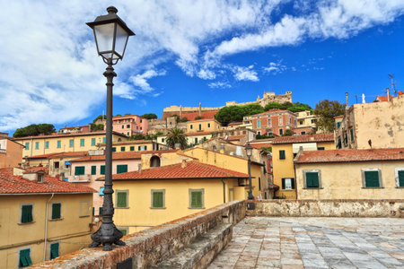 urban view in Portoferraio in Isle of Elba, Tuscany, italyの写真素材