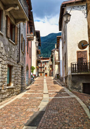 urban view in Pontedilegno, small town in Val Camonica, Lombardy, Italyの写真素材