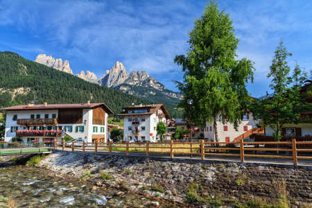 summer view of Pozza di Fassa - Italian Dolomitesのeditorial素材