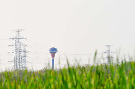 water supply tank on clear sky background.の写真素材